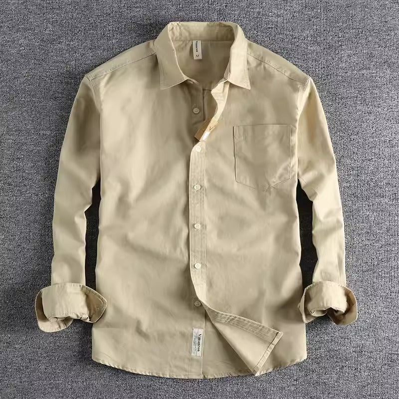 Importé - Chemise Homme Pur Coton Manches Longues Retro