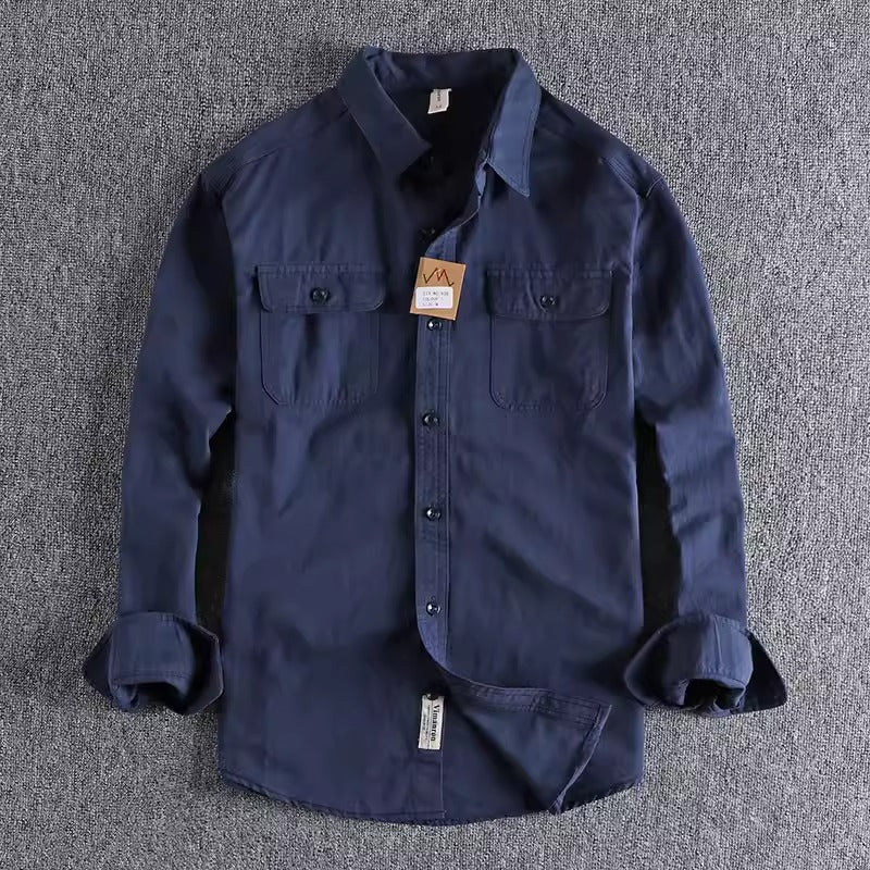 Importé - Chemise Homme Rétro Pur Coton Manches Longues