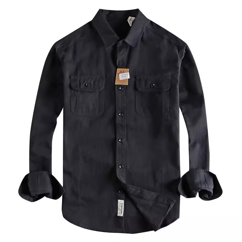 Importé - Chemise Homme Rétro Pur Coton Manches Longues