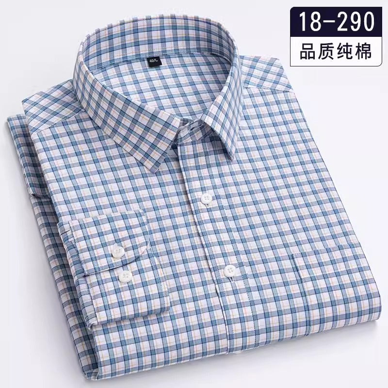 Importé - Chemise Pur Coton Homme à Carreaux Manche Longue