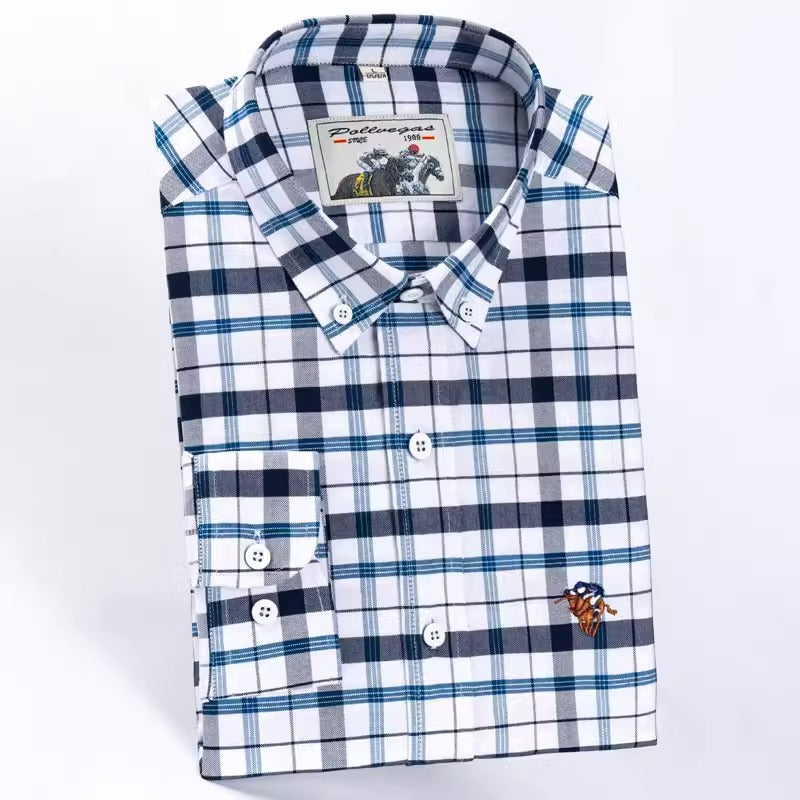 Importé - Chemise Pur Coton Homme à Carreaux Manche Longue