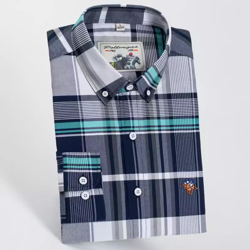 Importé - Chemise Pur Coton Homme à Carreaux Manche Longue