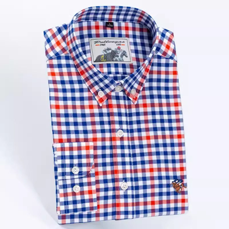 Importé - Chemise Pur Coton Homme à Carreaux Manche Longue