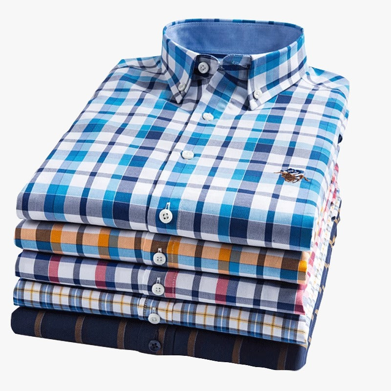 Importé - Chemise Pur Coton Homme à Carreaux Manche Longue