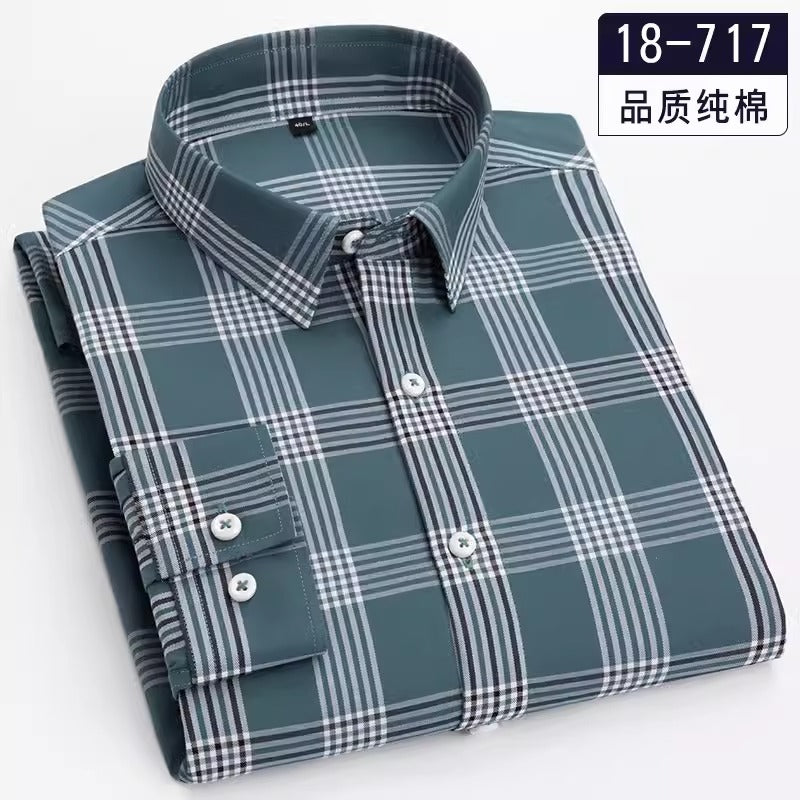 Importé - Chemise Pur Coton Homme à Carreaux Manche Longue
