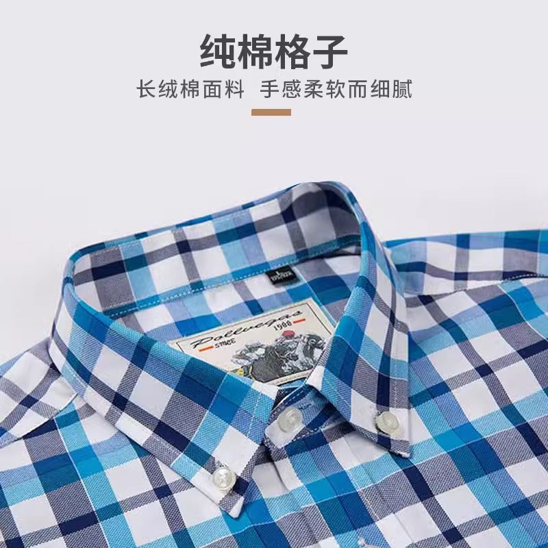 Importé - Chemise Pur Coton Homme à Carreaux Manche Longue