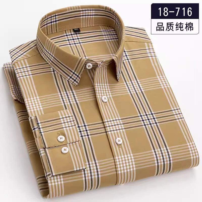 Importé - Chemise Pur Coton Homme à Carreaux Manche Longue