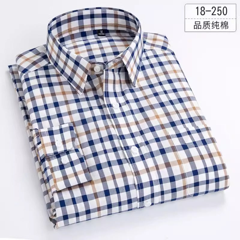 Importé - Chemise Pur Coton Homme à Carreaux Manche Longue
