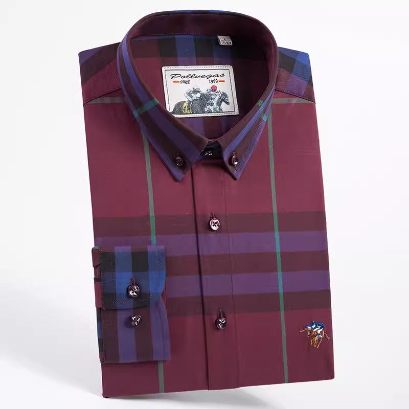 Importé - Chemise Pur Coton Homme à Carreaux Manche Longue