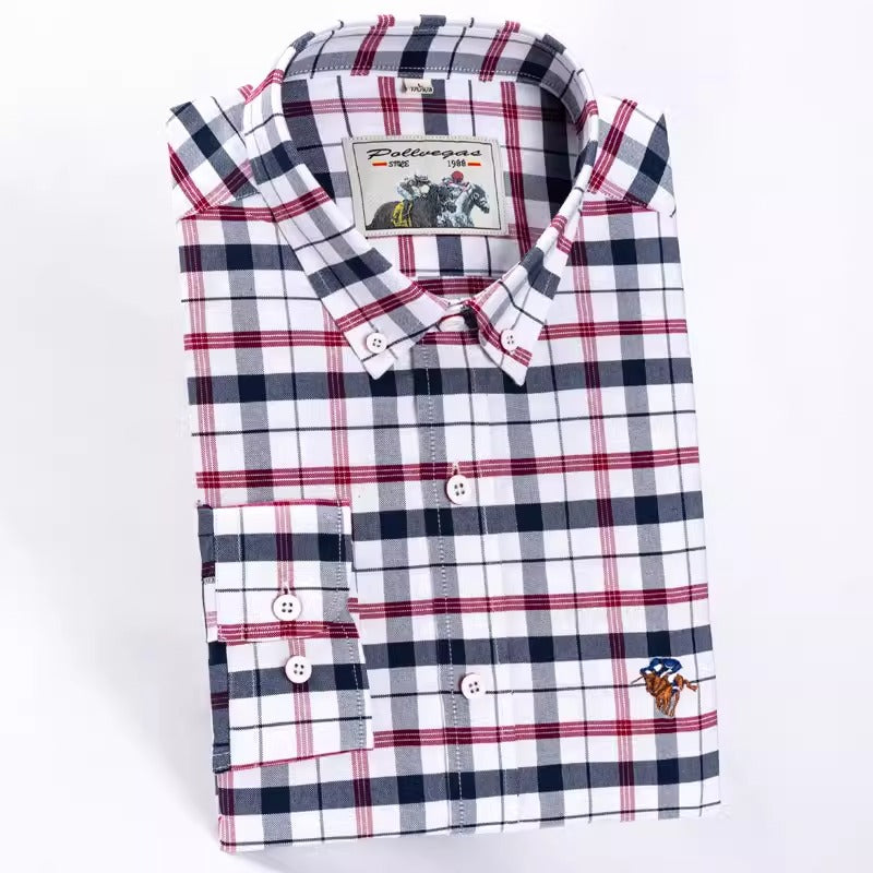 Importé - Chemise Pur Coton Homme à Carreaux Manche Longue