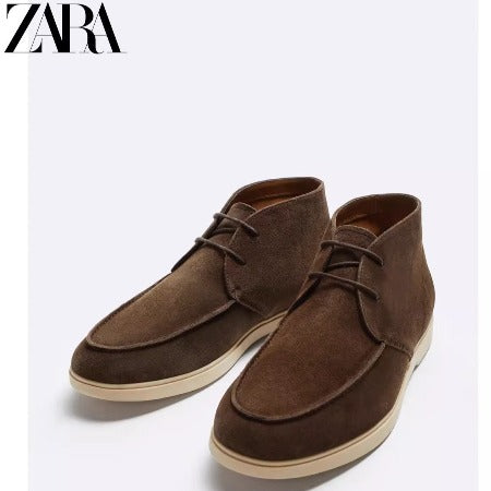 Importé - ZARA NEW - Chaussure Homme Mi-Montantes Rétro en Cuir Daim - Brun