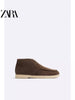 Importé - ZARA NEW - Chaussure Homme Mi-Montantes Rétro en Cuir Daim - Brun