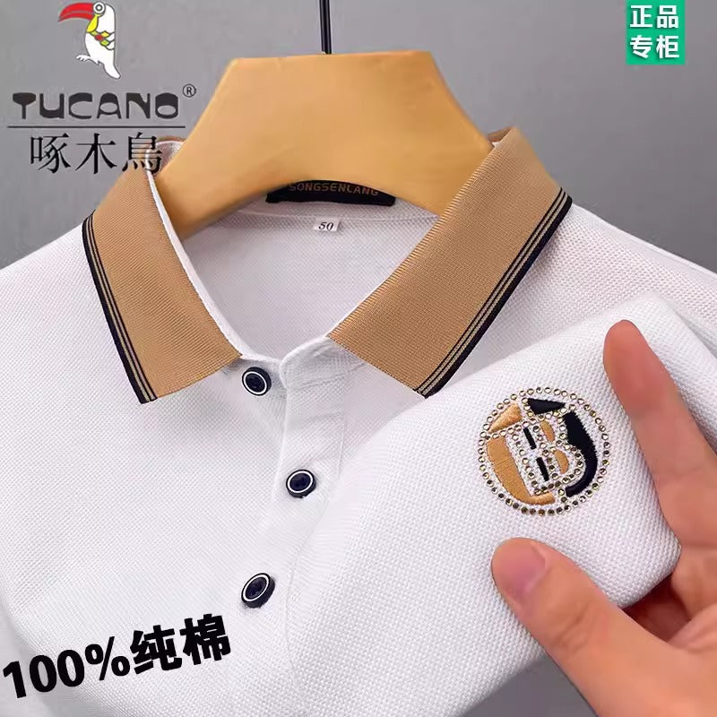 Importé - Polo Homme en Coton Manches Courtes Décontracté