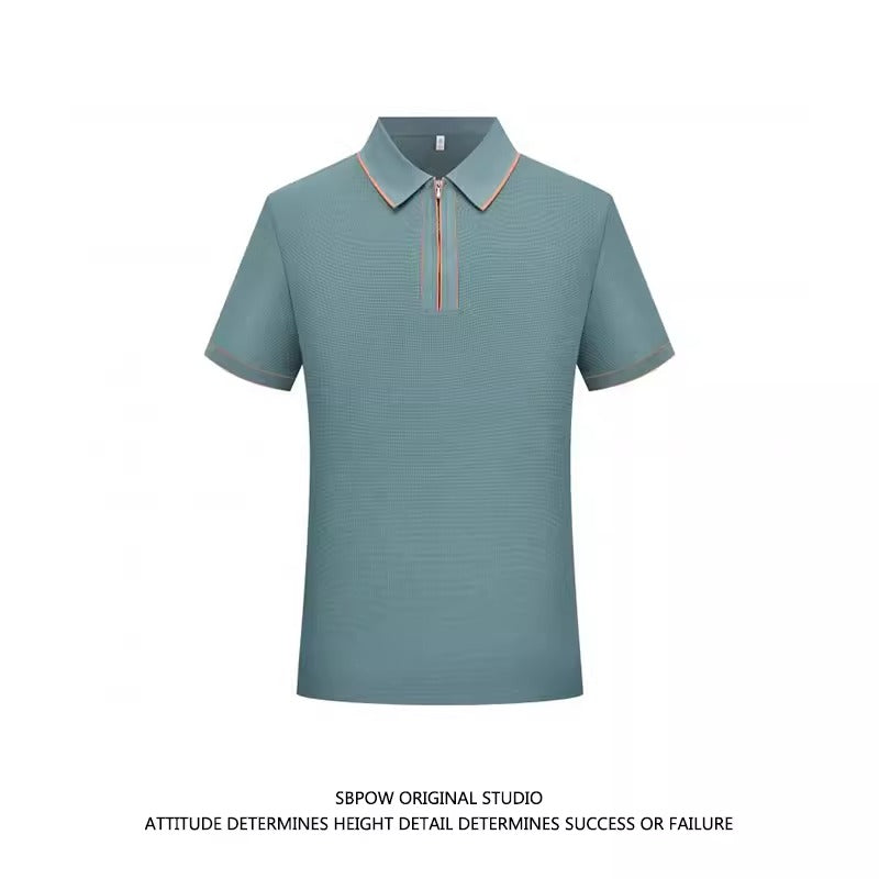 Importé -  T-Shirt Polo Homme Manches Courtes Avec Fermeture Eclair Tendance