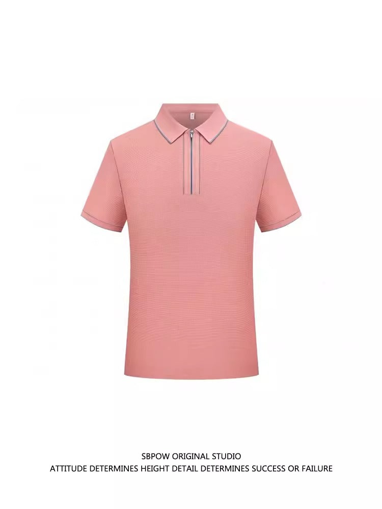 Importé -  T-Shirt Polo Homme Manches Courtes Avec Fermeture Eclair Tendance