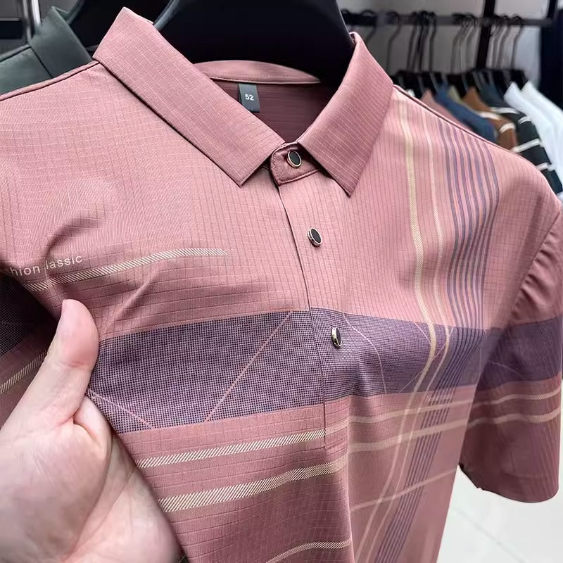 Importé - Polo Homme Manches Courtes En Soie Glacée