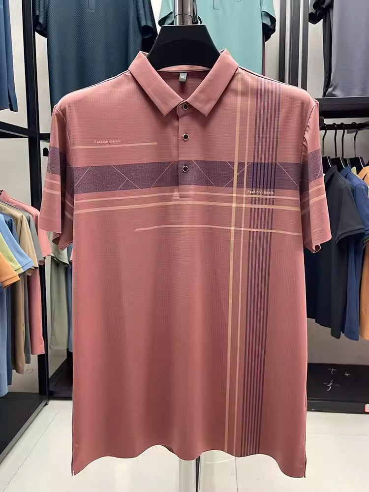 Importé - Polo Homme Manches Courtes En Soie Glacée