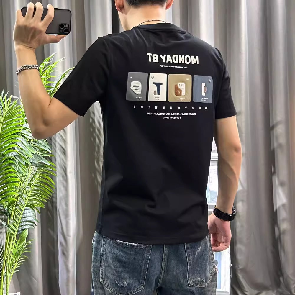 Importé - T-Shirt Homme Décontracté A Manches Courtes Coton Pur