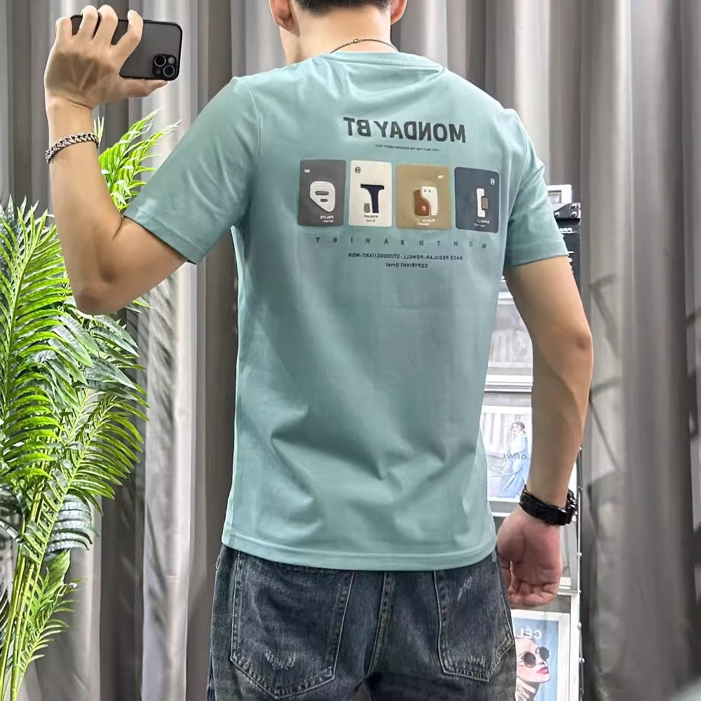 Importé - T-Shirt Homme Décontracté A Manches Courtes Coton Pur