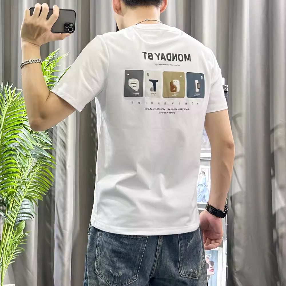 Importé - T-Shirt Homme Décontracté A Manches Courtes Coton Pur