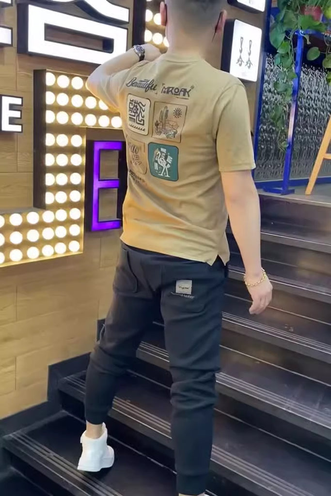 Importé - T-Shirt Homme Imprimé A Manches Courtes Coton 100%