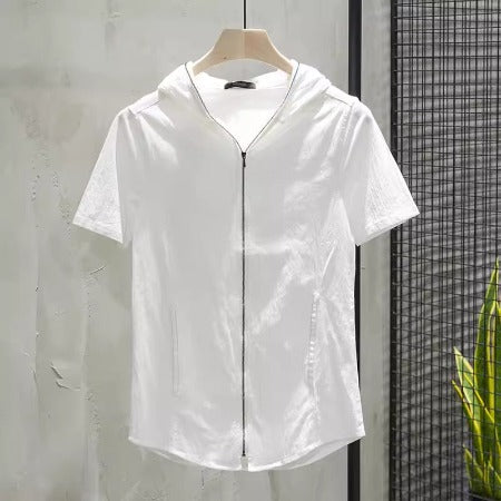 Importé - T-Shirt Cardigan A capuche Homme Manches Courtes