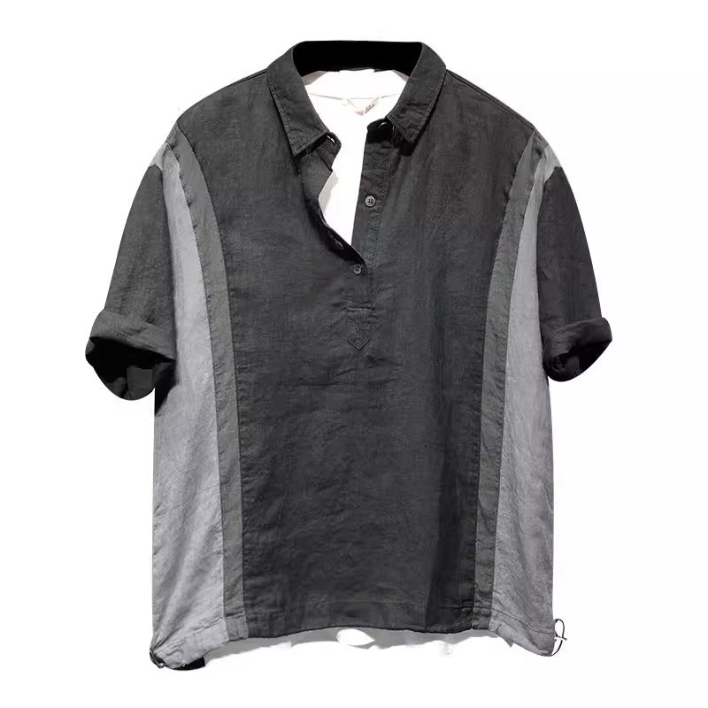 Importé - Chemise Homme Rétro Manches Courtes 100% Lin