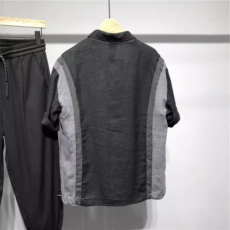 Importé - Chemise Homme Rétro Manches Courtes 100% Lin