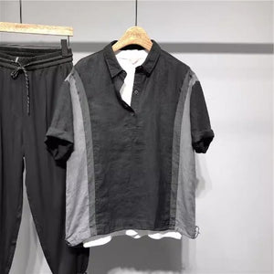 Importé - Chemise Homme Rétro Manches Courtes 100% Lin