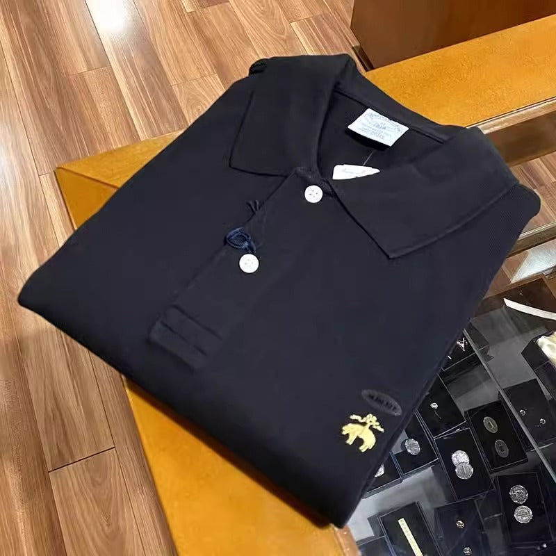 Importé - Polo Homme Pur Coton Manches Longues Brodé
