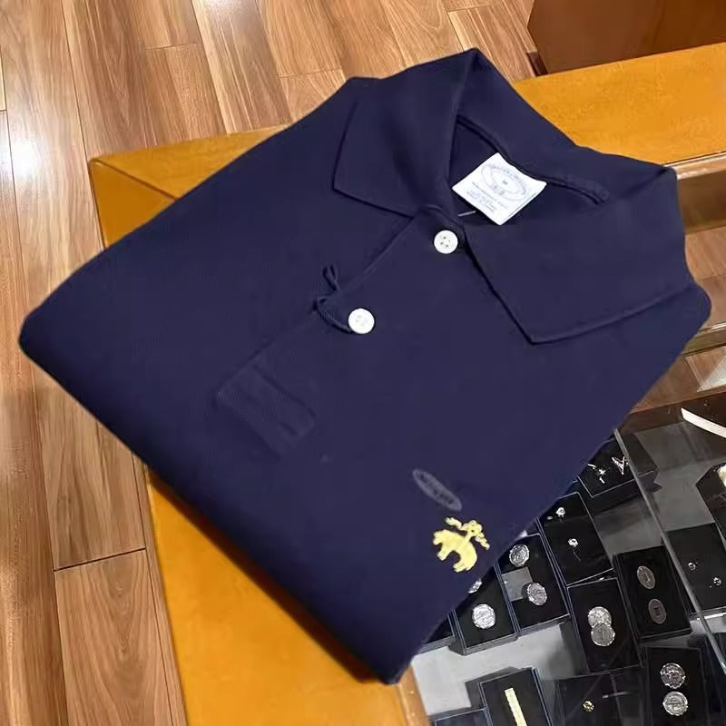 Importé - Polo Homme Pur Coton Manches Longues Brodé