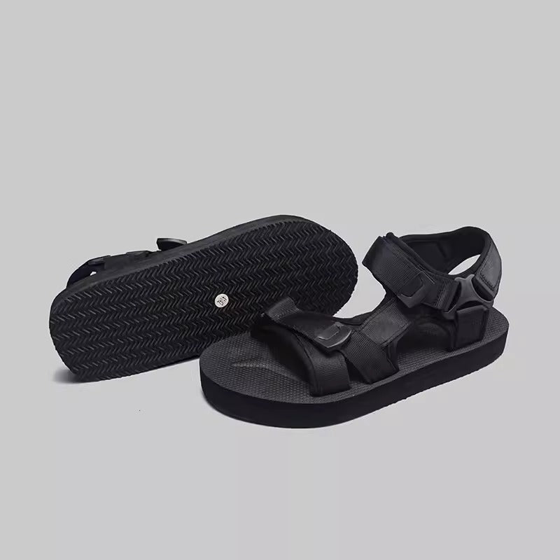 Importé - Chaussure Sandales Tissées Décontracté À Lanières - Noir