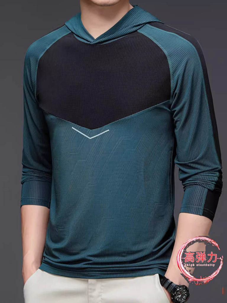 Importé - T-Shirt A Capuche Homme Sport Décontracté ManchesLongues En Soie