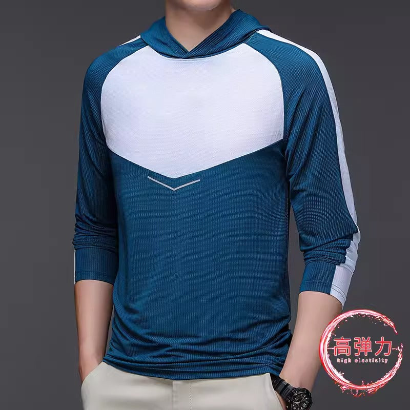 Importé - T-Shirt A Capuche Homme Sport Décontracté ManchesLongues En Soie