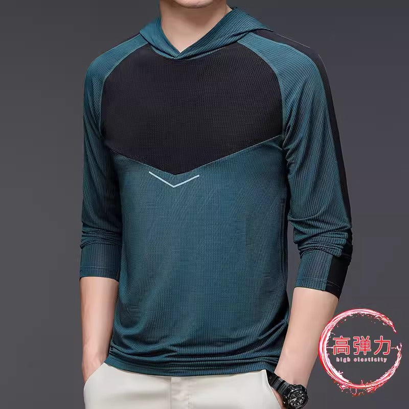 Importé - T-Shirt A Capuche Homme Sport Décontracté ManchesLongues En Soie