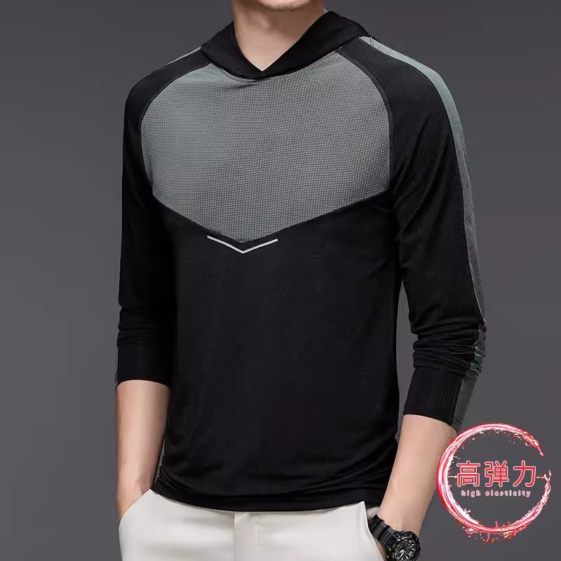 Importé - T-Shirt A Capuche Homme Sport Décontracté ManchesLongues En Soie