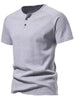 Importé - T-Shirt Homme A col Henley Tendance Manches Courtes 100% Coton