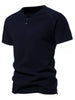 Importé - T-Shirt Homme A col Henley Tendance Manches Courtes 100% Coton