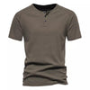 Importé - T-Shirt Homme A col Henley Tendance Manches Courtes 100% Coton