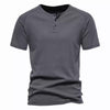 Importé - T-Shirt Homme A col Henley Tendance Manches Courtes 100% Coton