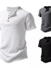 Importé - T-Shirt Homme A col Henry Manches Courtes 4 Boutons 100% Coton