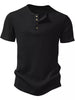 Importé - T-Shirt Homme A col Henry Manches Courtes 4 Boutons 100% Coton