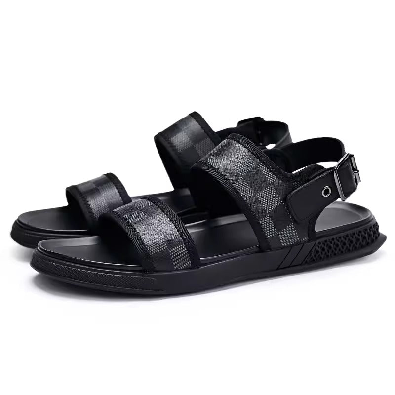 Importé - Sandale Homme A Lanières Tendance Antidérapante En Cuir Véritable
