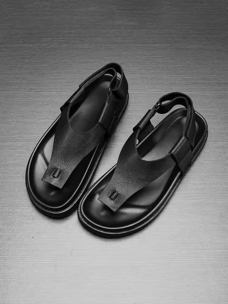 Importé - Sandale 100% Cuir Homme A Lanières Tendance
