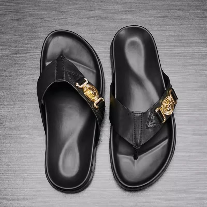 Importé - Sandale En Cuir Homme Décontractés Antidérapants Et Confortable