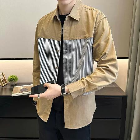 Importé - Chemise Pur Coton Rayée Homme Manches Longues