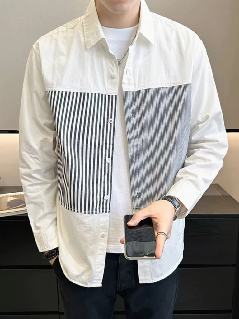 Importé - Chemise Pur Coton Rayée Homme Manches Longues