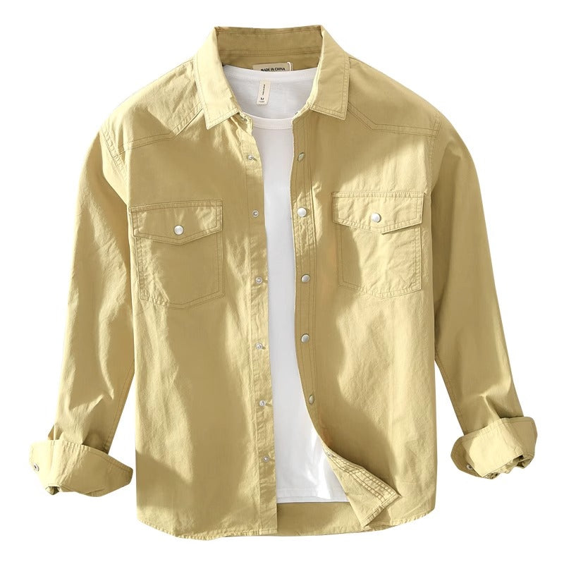 Importé - Chemise Homme Pur Coton Manche Longue Retro