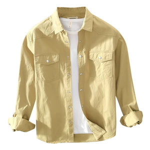 Importé - Chemise Homme Pur Coton Manche Longue Retro