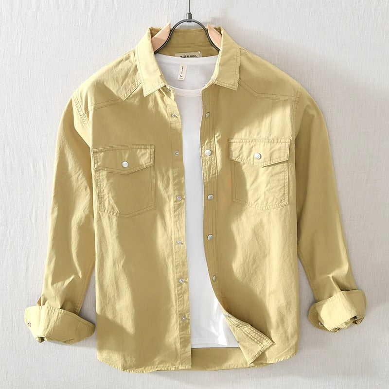 Importé - Chemise Homme Pur Coton Manche Longue Retro